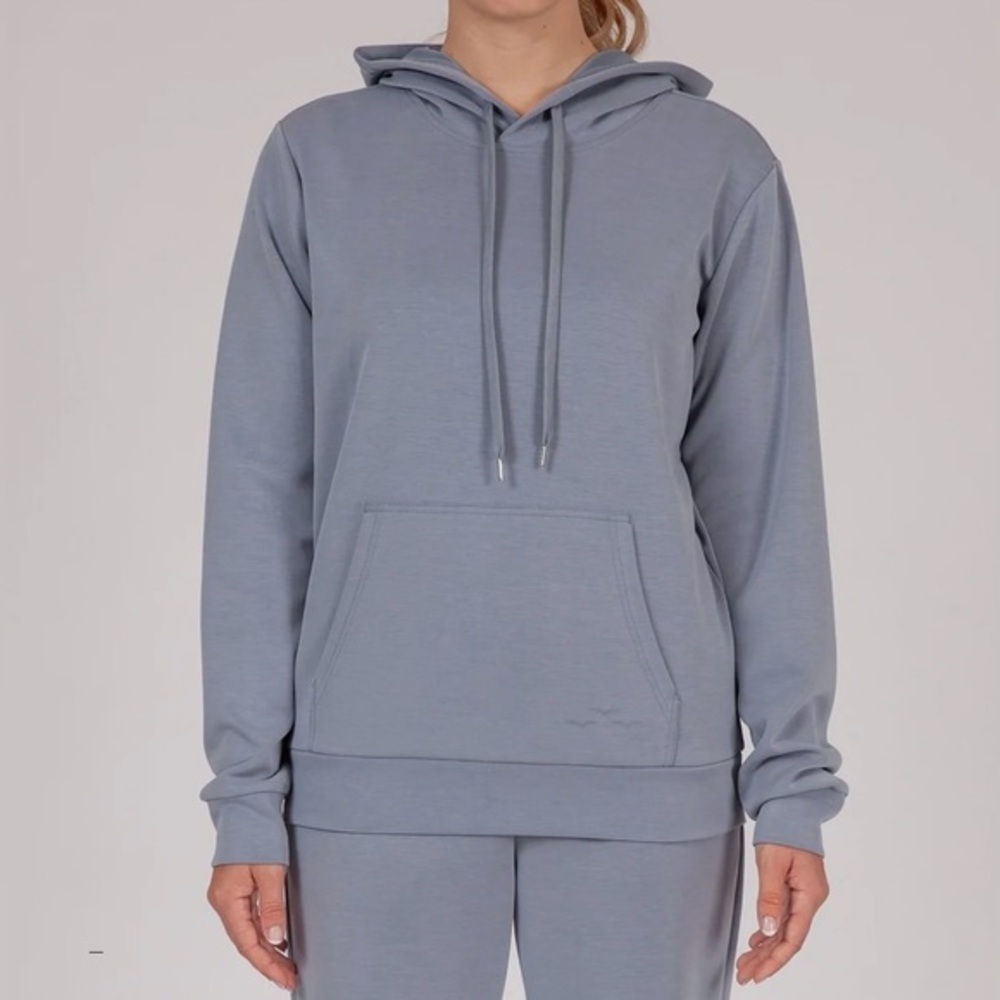 Lazypants Premium Sueded Double Knit Hoodie in Dusty Blue . NWT